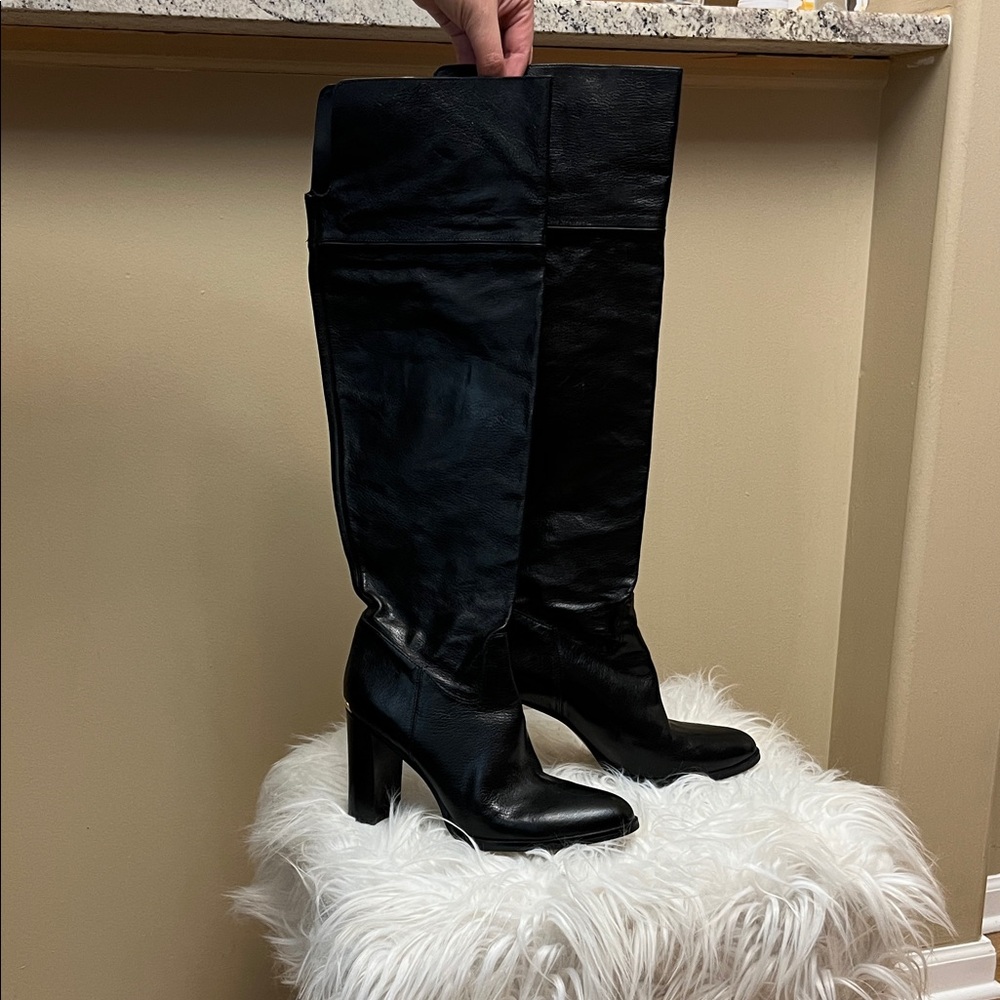 Michael Kors Black Over-The-Knee Leather Boots